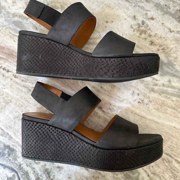 Coclico Leonora Wedge Sandals in black, size 38.5 ~ pre-owned - Picture 5 of 9